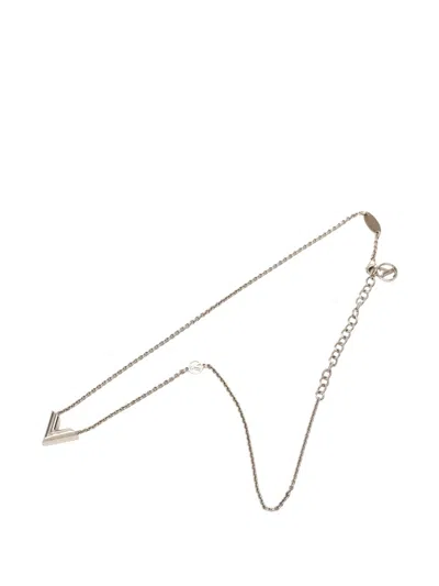 Pre-owned Louis Vuitton 2022 Brass Essential V Supple Necklace Costume Necklace In Silver