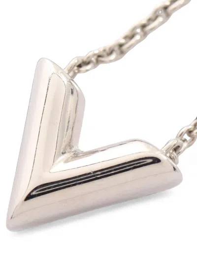 Pre-owned Louis Vuitton 2022 Brass Essential V Supple Necklace Costume Necklace In Silver
