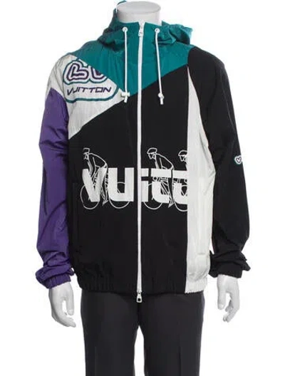 Pre-owned Louis Vuitton 2022 Colorblock Pattern Windbreaker In Black