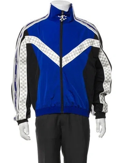 Pre-owned Louis Vuitton 2022 Damier Azur Pattern Windbreaker In Blue