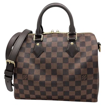 Pre-owned Louis Vuitton 2022 Damier Ebene Speedy Bandoulière 25 Satchel In Black