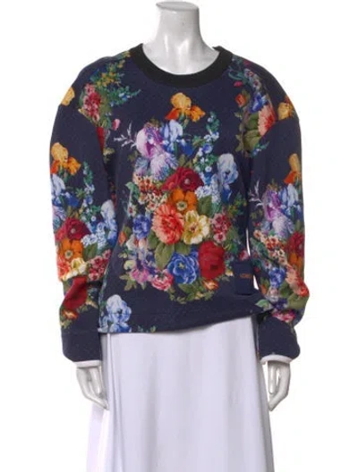 Pre-owned Louis Vuitton 2022 Floral Print Sweatshirt In Blue