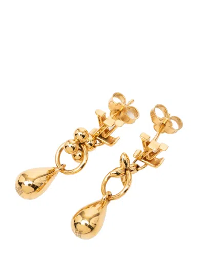 Pre-owned Louis Vuitton 2022 Gold Plated Boucle D Oreille Floragram Drop Push Back Earrings Costume Earrings