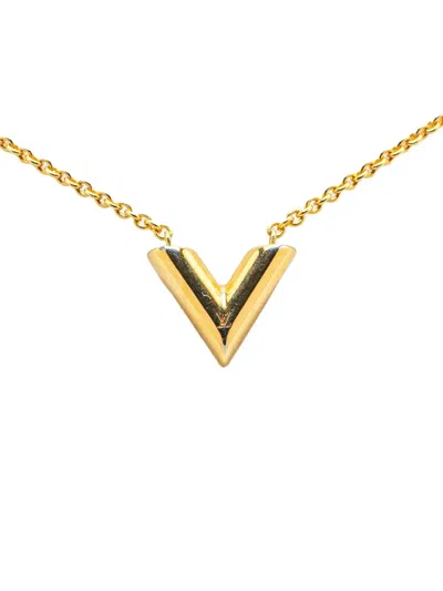 Pre-owned Louis Vuitton 2022 Gold Plated Essential V Necklace Costume Necklace