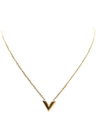 Pre-owned Louis Vuitton 2022 Gold Plated Essential V Necklace Costume Necklace