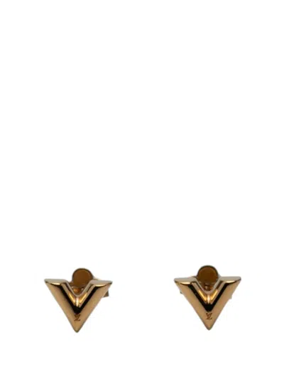 Pre-owned Louis Vuitton 2022 Gold Plated Essential V Stud Earrings Costume Earrings