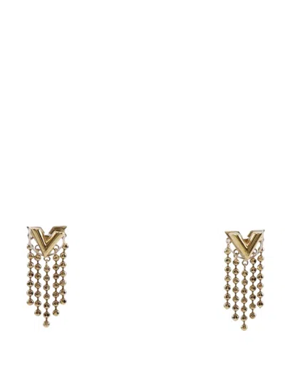 Pre-owned Louis Vuitton 2022 Gold Plated Essentials V Skin Push Back Earrings Costume Earrings