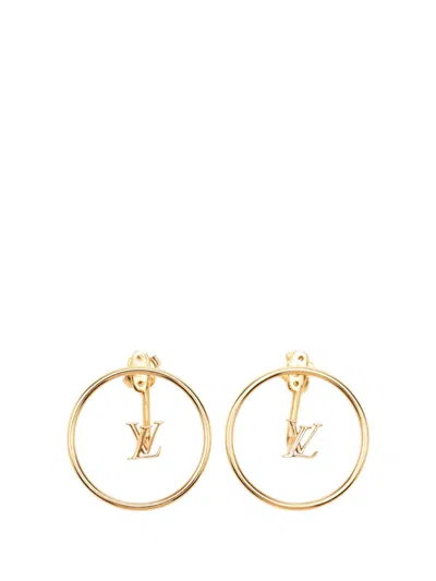 Pre-owned Louis Vuitton 2022 Gold Plated Lv Eclipse Push Back Earrings Costume Earrings