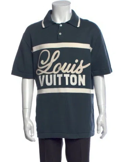 Pre-owned Louis Vuitton 2022 Graphic Print Polo Shirt In Blue