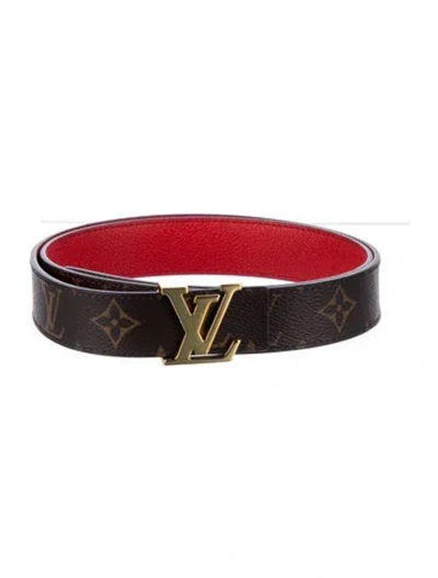 Pre-owned Louis Vuitton 2022 Initiales Reversible 30mm Belt In Brown/red