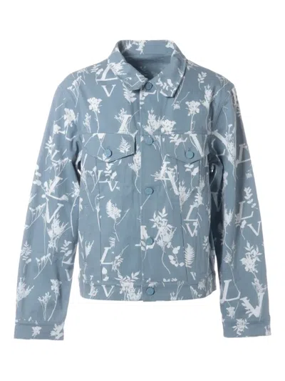 Pre-owned Louis Vuitton 2022 Leaf-print Jacket In Blue