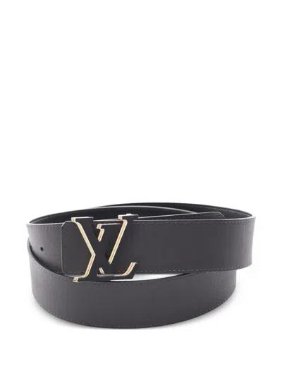 Pre-owned Louis Vuitton 2022 Leather Lv Optic Reversible Belt In Black