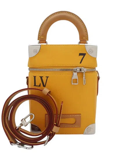 Pre-owned Louis Vuitton 2022 Leather Vertical Box Trunk Satchel In Yellow
