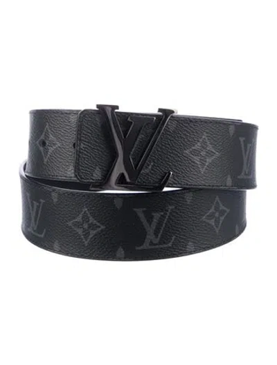 Pre-owned Louis Vuitton 2022 Lv Initiales 40mm Eclipse Reversible Waist Belt In Black