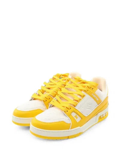 Pre-owned Louis Vuitton 2022 Lv Trainer Line Sneakers In Yellow
