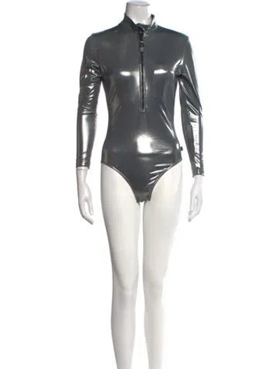 Pre-owned Louis Vuitton 2022 Mock Neck Bodysuit W/ Tags In Grey/metallic
