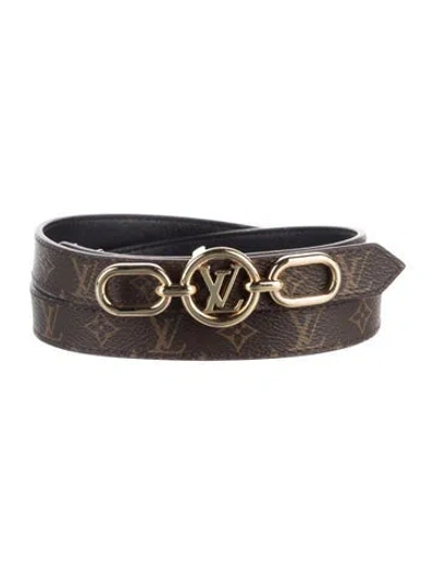 Pre-owned Louis Vuitton 2022 Monogram 20mm Lv Circle Prime Reversible Belt In Brown
