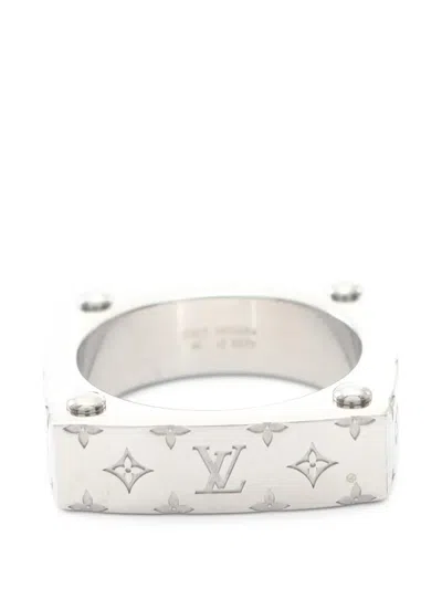 Pre-owned Louis Vuitton 2022 Monogram Bold Ring In Silver