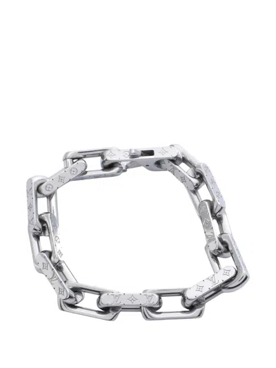 Pre-owned Louis Vuitton 2022 Monogram Chain Bracelet In Silver
