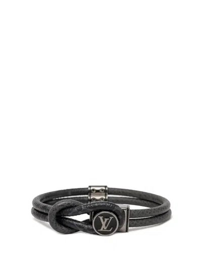 Pre-owned Louis Vuitton 2022 Monogram Eclipse And Taiga Loop It Bracelet Costume Bracelet In Black