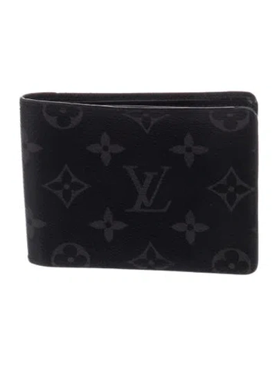 Pre-owned Louis Vuitton 2022 Monogram Eclipse Multiple Wallet In Black