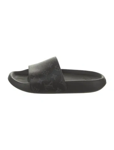 Pre-owned Louis Vuitton 2022 Monogram Eclipse Slides In Black