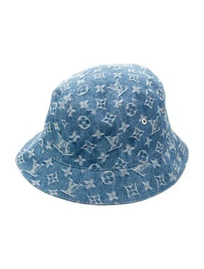 Pre-owned Louis Vuitton 2022 Monogram Essential Bucket Hat In Blue