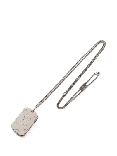 Pre-owned Louis Vuitton 2022 Monogram Locket Necklace In Silver