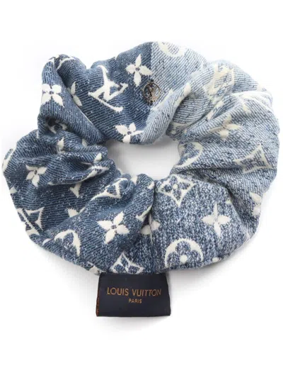 Pre-owned Louis Vuitton 2022 Monogram-pattern Hair Scrunchie In Blue