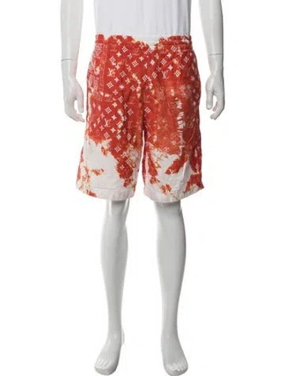 Pre-owned Louis Vuitton 2022 Monogram Pattern Swim Trunks In Orange