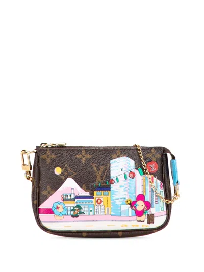 Pre-owned Louis Vuitton 2022 Monogram Vivienne In Tokyo Mini Pochette Accessoires Handbag In Brown