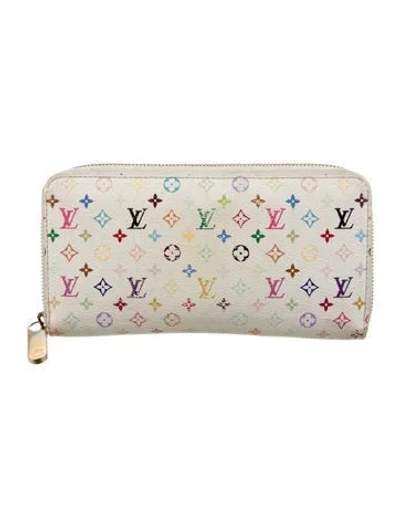 Pre-owned Louis Vuitton 2022 Multicolore Monogram Pattern Zippy Wallet In White