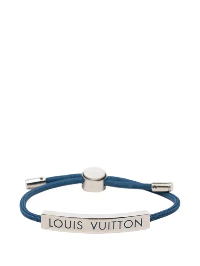 Pre-owned Louis Vuitton 2022 Nylon And Brass Lv Space Bracelet Costume Bracelet In Blue