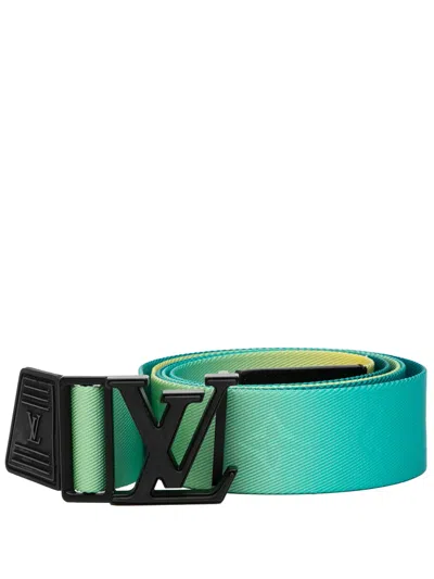 Pre-owned Louis Vuitton 2022 Nylon Lv Initiales Webbing Belt In Green