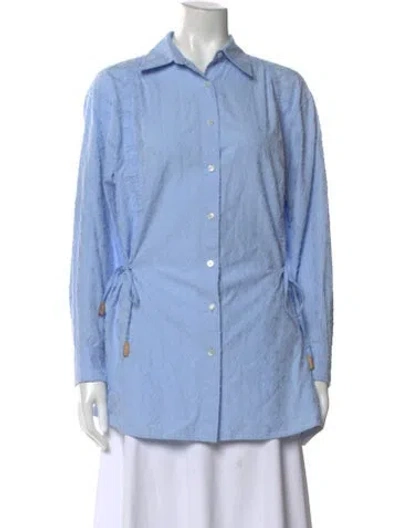 Pre-owned Louis Vuitton 2022 Patterned Button-up Top In Blue