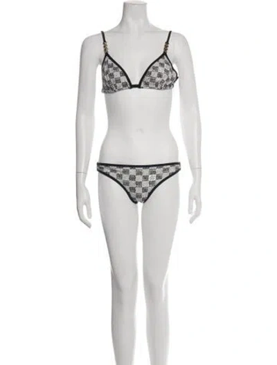 Pre-owned Louis Vuitton 2022 Plaid Print Bikini W/ Tags In White
