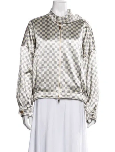 Pre-owned Louis Vuitton 2022 Plaid Print Bomber Jacket In Neutral