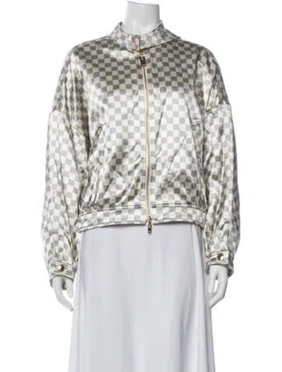 Pre-owned Louis Vuitton 2022 Plaid Print Bomber Jacket In Neutrals