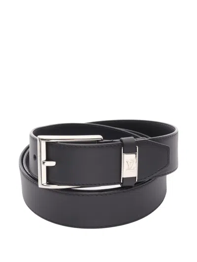 Pre-owned Louis Vuitton 2022 Pont Neuf Leather Belt In Black