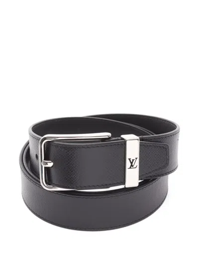 Pre-owned Louis Vuitton 2022 Pont Neuf Leather Belt In Black