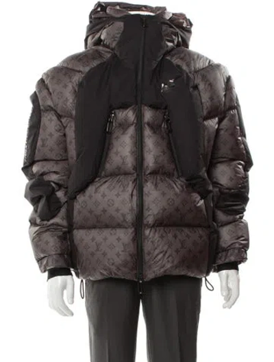 Pre-owned Louis Vuitton 2022 Signature Logo Puffer Coat In Black