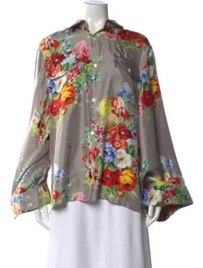 Pre-owned Louis Vuitton 2022 Silk Blouse In Gray