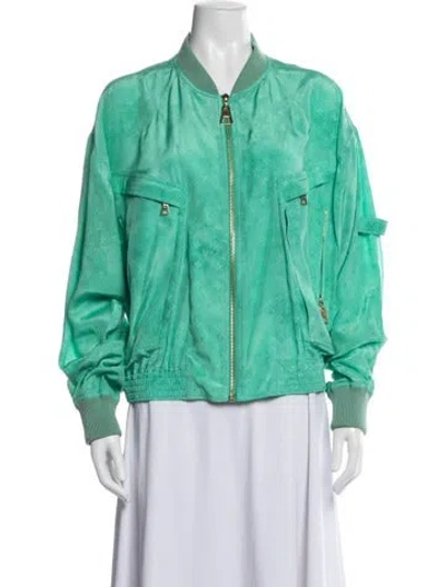 Pre-owned Louis Vuitton 2022 Silk Bomber Jacket In Green