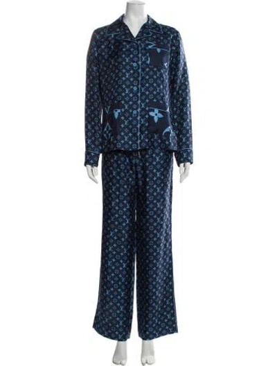 Pre-owned Louis Vuitton 2022 Silk Lounge Set In Blue