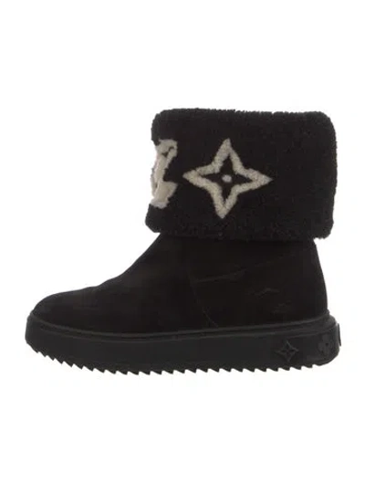 Pre-owned Louis Vuitton 2022 Snowdrop Lace-up Boots In Black