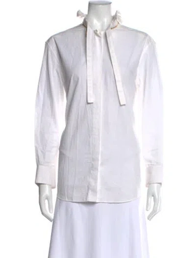 Pre-owned Louis Vuitton 2022 Tie Neck Blouse In White