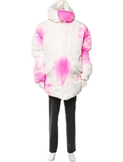 Pre-owned Louis Vuitton 2022 Tie-dye Print Puffer Coat In White
