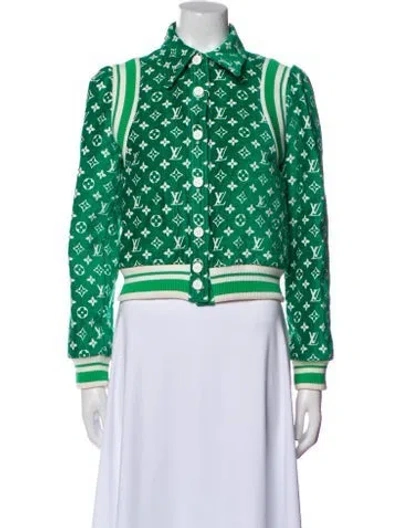 Pre-owned Louis Vuitton 2022 Velour Bomber Jacket In Green