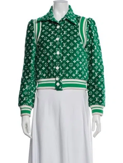Pre-owned Louis Vuitton 2022 Velour Bomber Jacket In Green