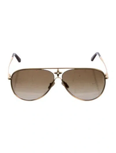 Pre-owned Louis Vuitton 2023 Aviator Sunglasses In Brown/gold